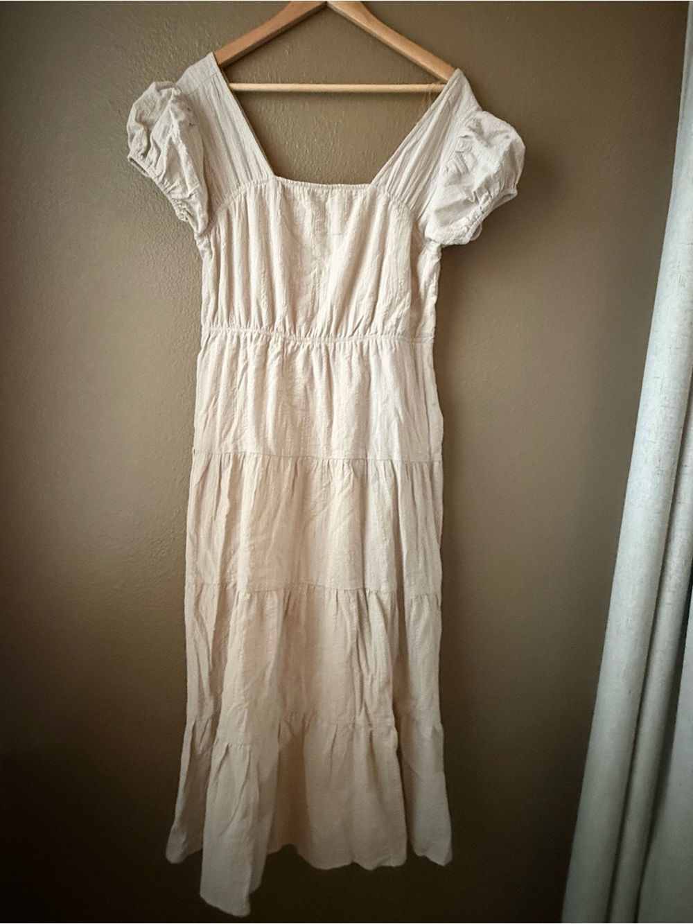 NWOT Listicle Cream Tiered Midi Dress with Square Neck (from Three Birds Nest)